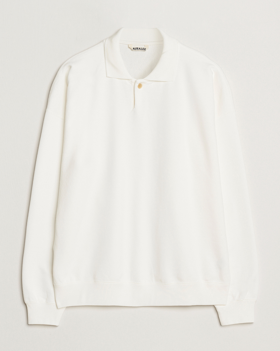 Herre | Gensere | Auralee | Pima Cotton Long Sleeve Polo White