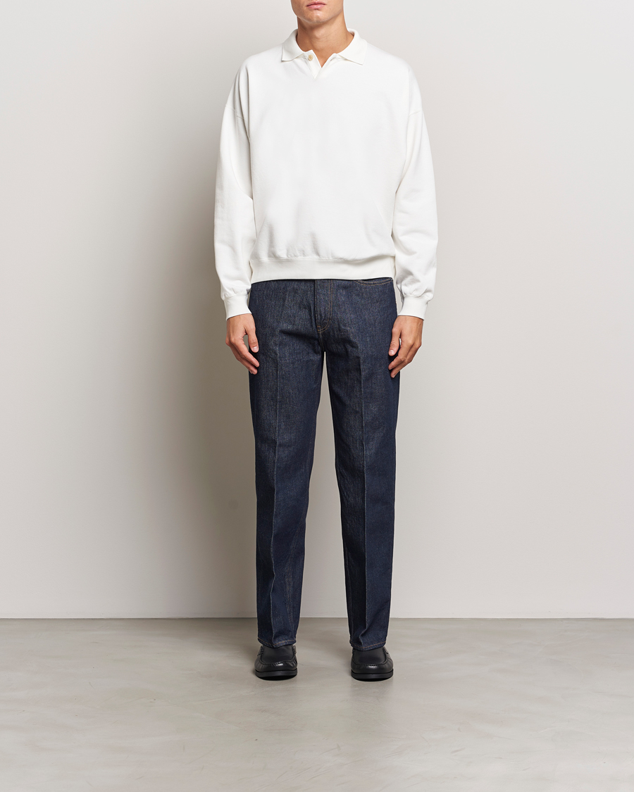 Herre | Gensere | Auralee | Pima Cotton Long Sleeve Polo White