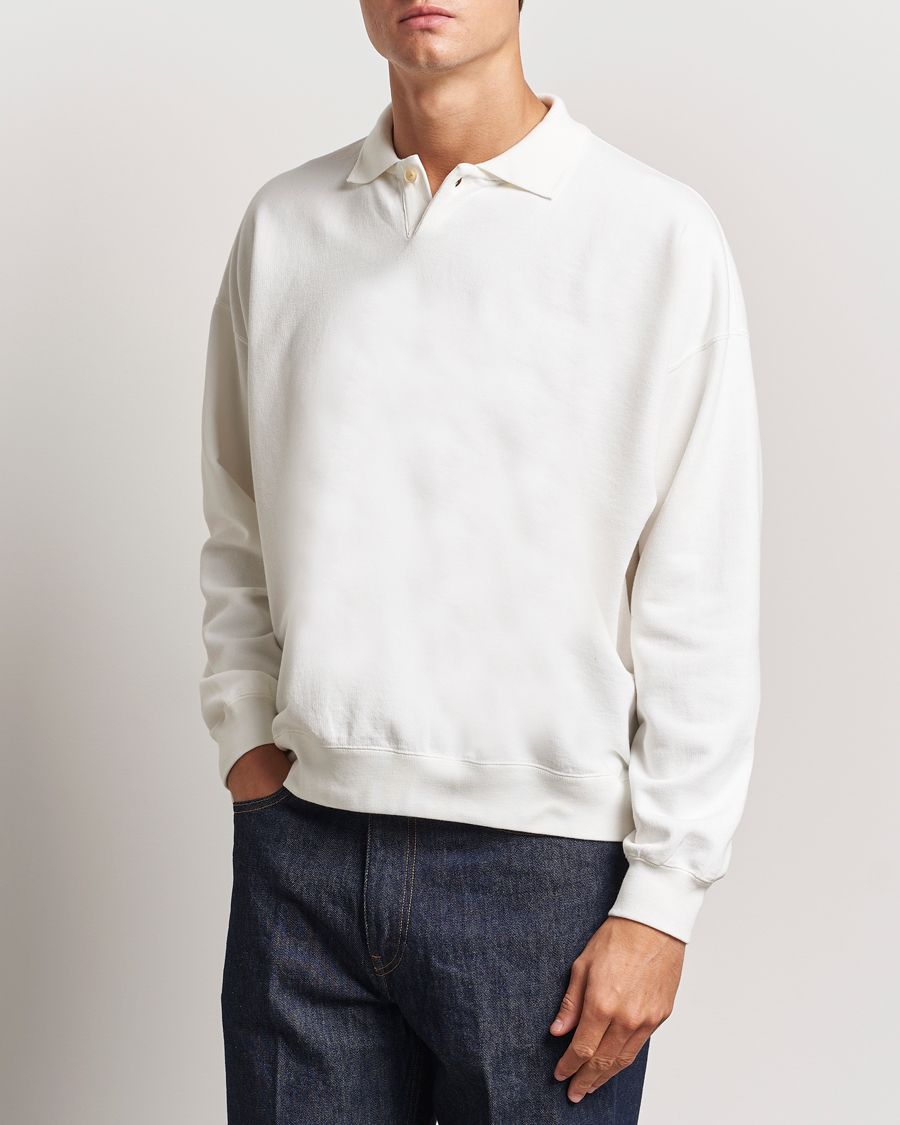 Herre | Gensere | Auralee | Pima Cotton Long Sleeve Polo White
