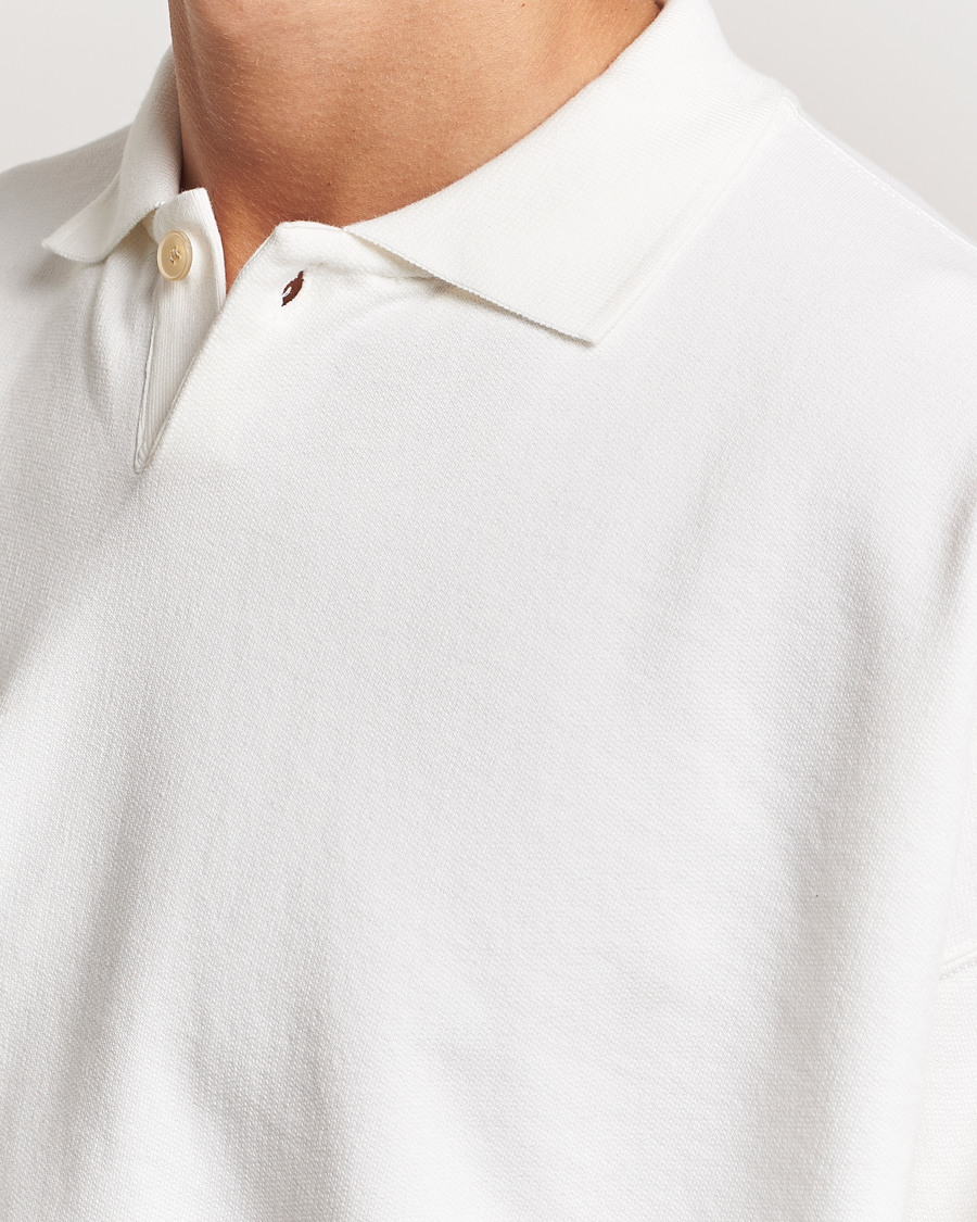 Herre | Gensere | Auralee | Pima Cotton Long Sleeve Polo White
