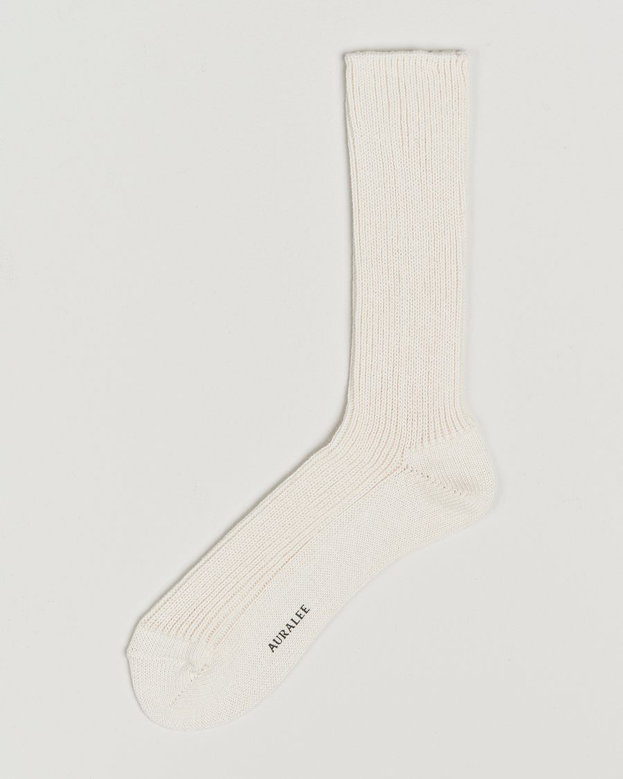 Herre | Undertøy | Auralee | Cotton/Cashmere Socks Ivory