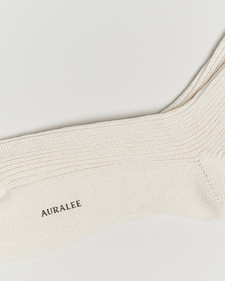 Herre | Undertøy | Auralee | Cotton/Cashmere Socks Ivory