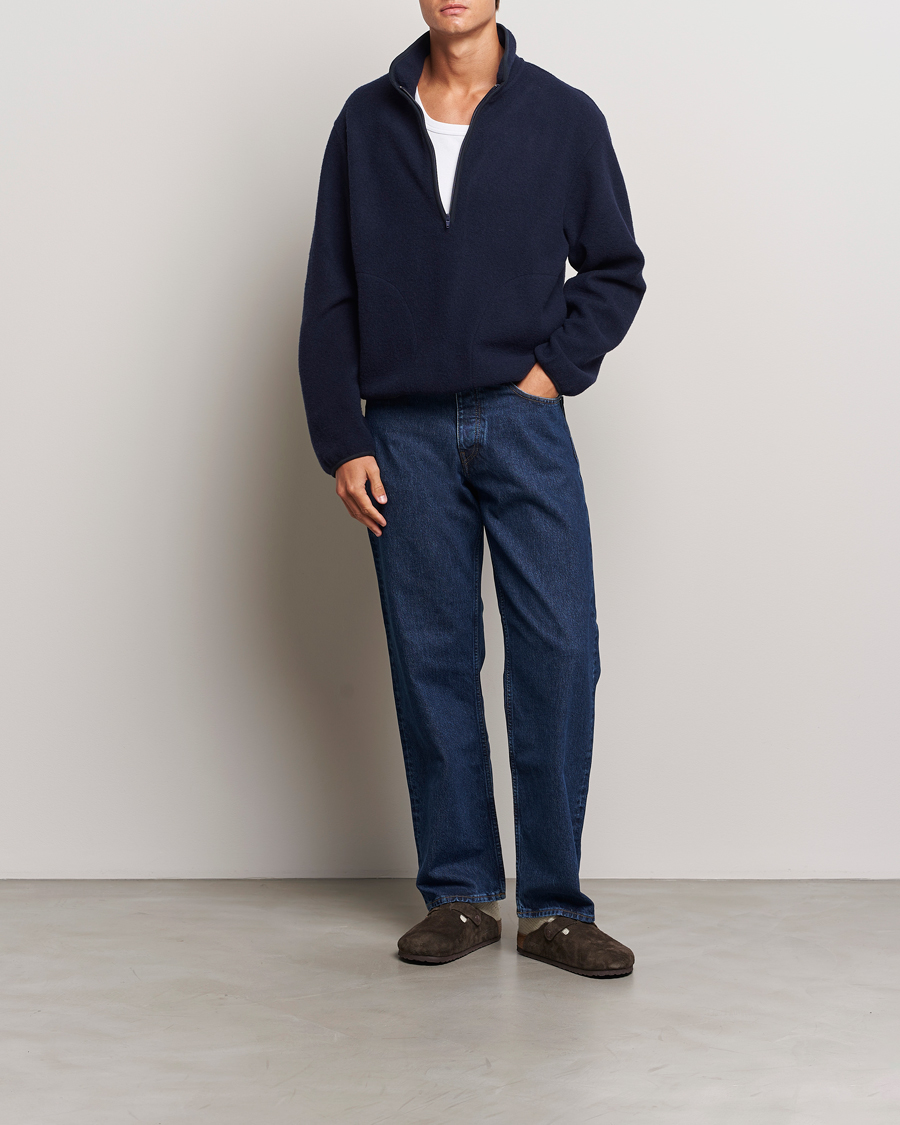 Herre | Gensere | Sunflower | Wool Half Zip Navy