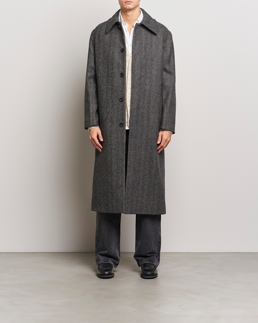 Herre | Jakker | Sunflower | Herringbone Wool Coat Antracite