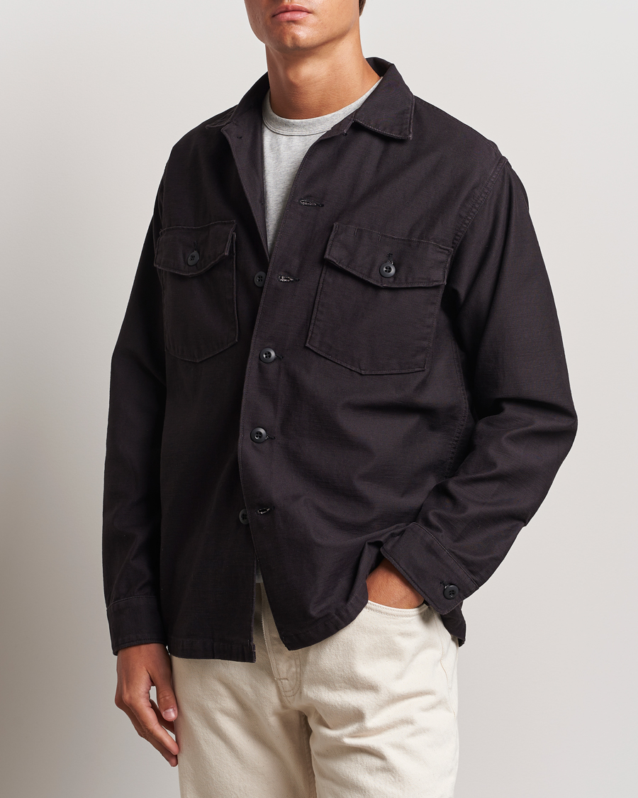 Herre | Skjorter | orSlow | Cotton Sateen US Army Overshirt Black