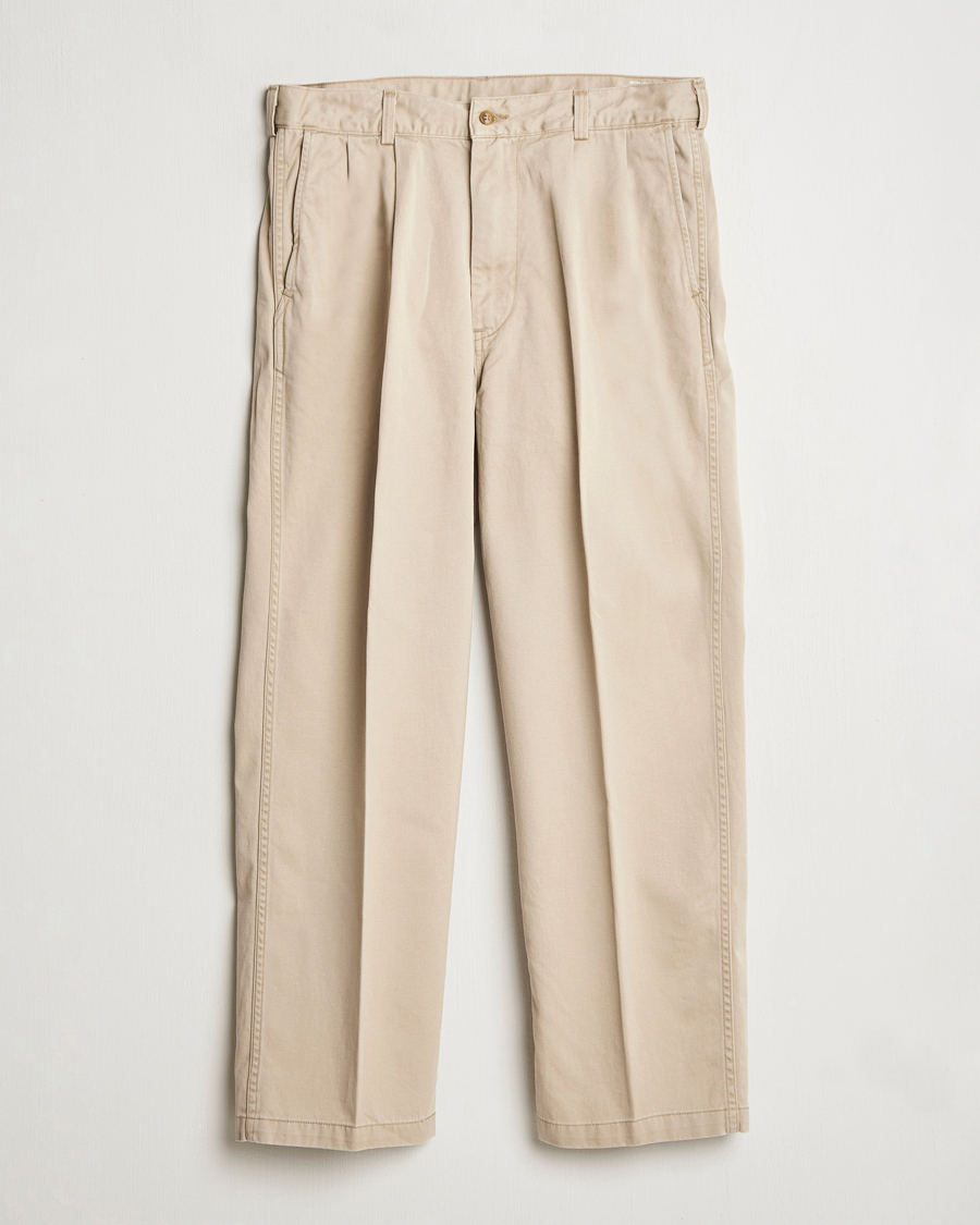 Herre | Bukser | orSlow | Two Tuck Wide Trousers Khaki