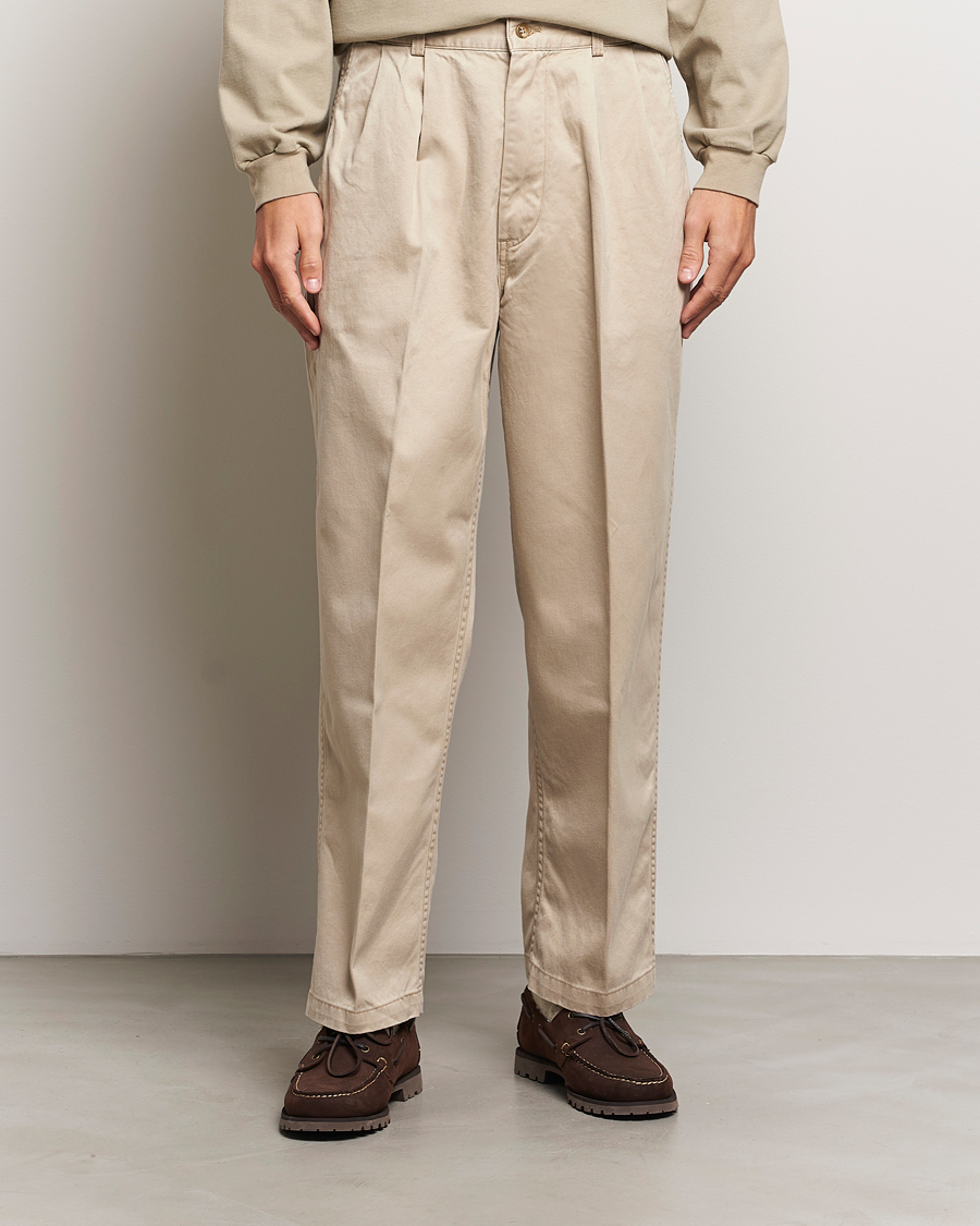Herre | Bukser | orSlow | Two Tuck Wide Trousers Khaki