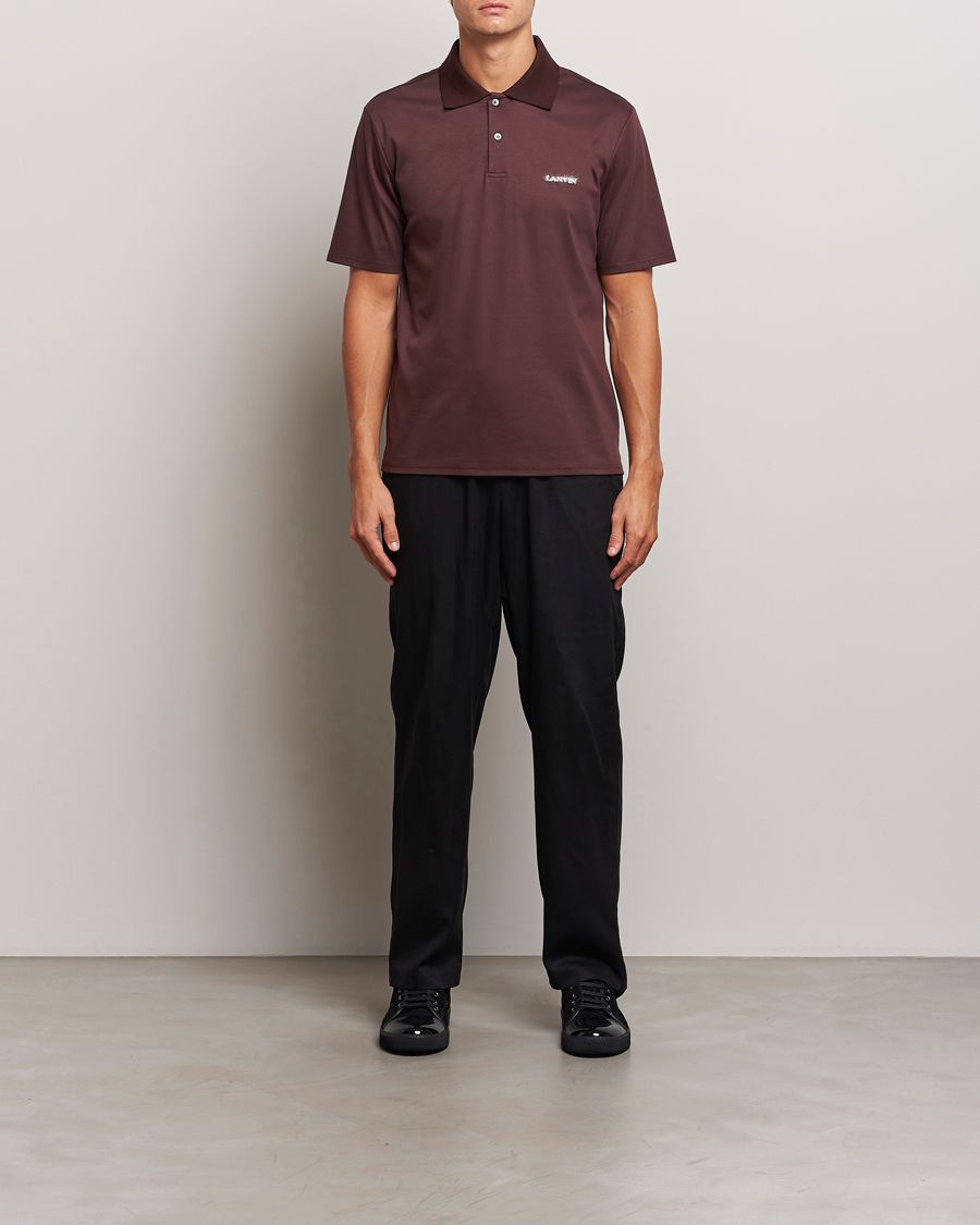 Herre | Pikéer | Lanvin | Mohair Logo Short Sleeve Polo Burgundy