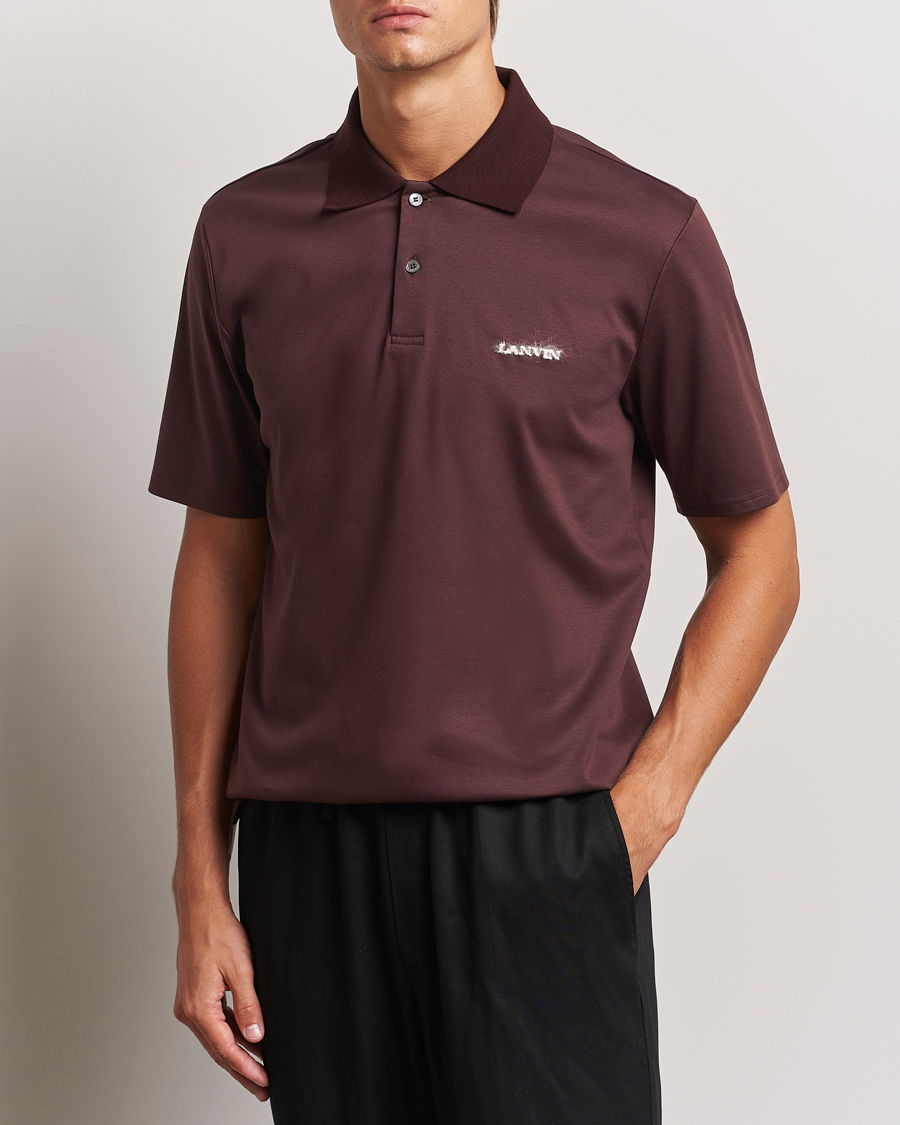 Herre | Pikéer | Lanvin | Mohair Logo Short Sleeve Polo Burgundy