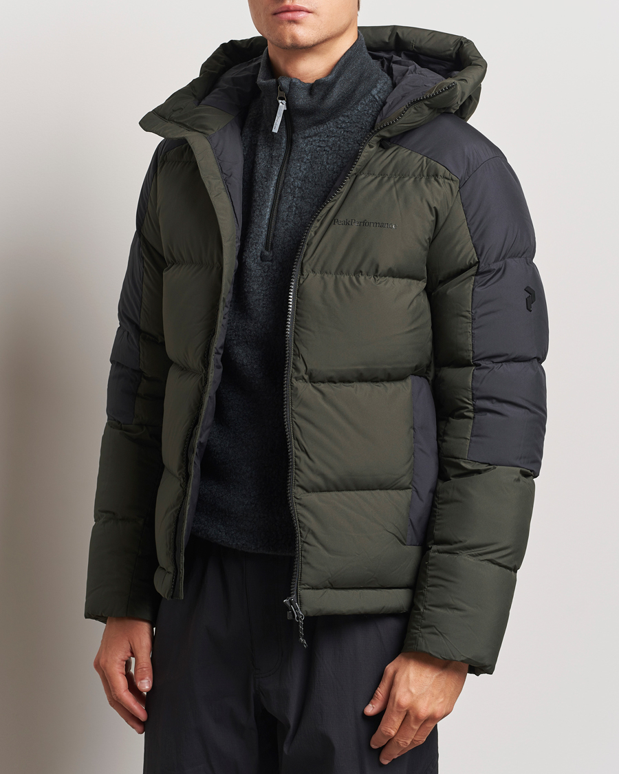 Herre | Jakker | Peak Performance | Down Puffer Hood Jacket Olive Extreme