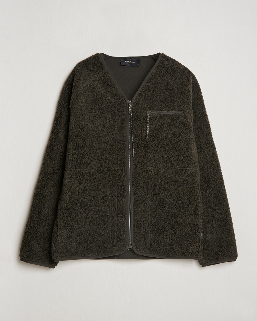 Herre | Gensere | Peak Performance | Heavy Pile Oversized Cardigan Olive Extreme