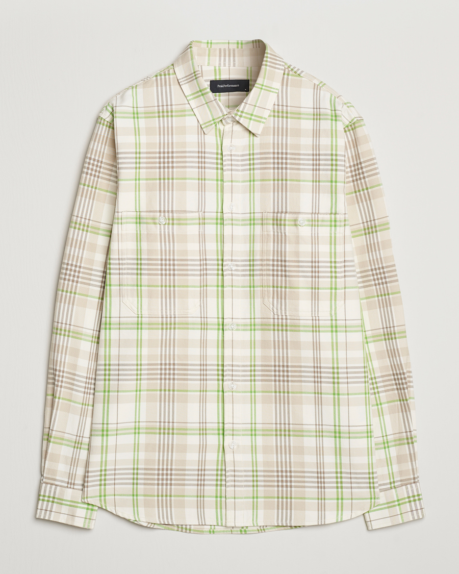 Herre | Skjorter | Peak Performance | Heavy Flannel Cotton Shirt Checked Beige