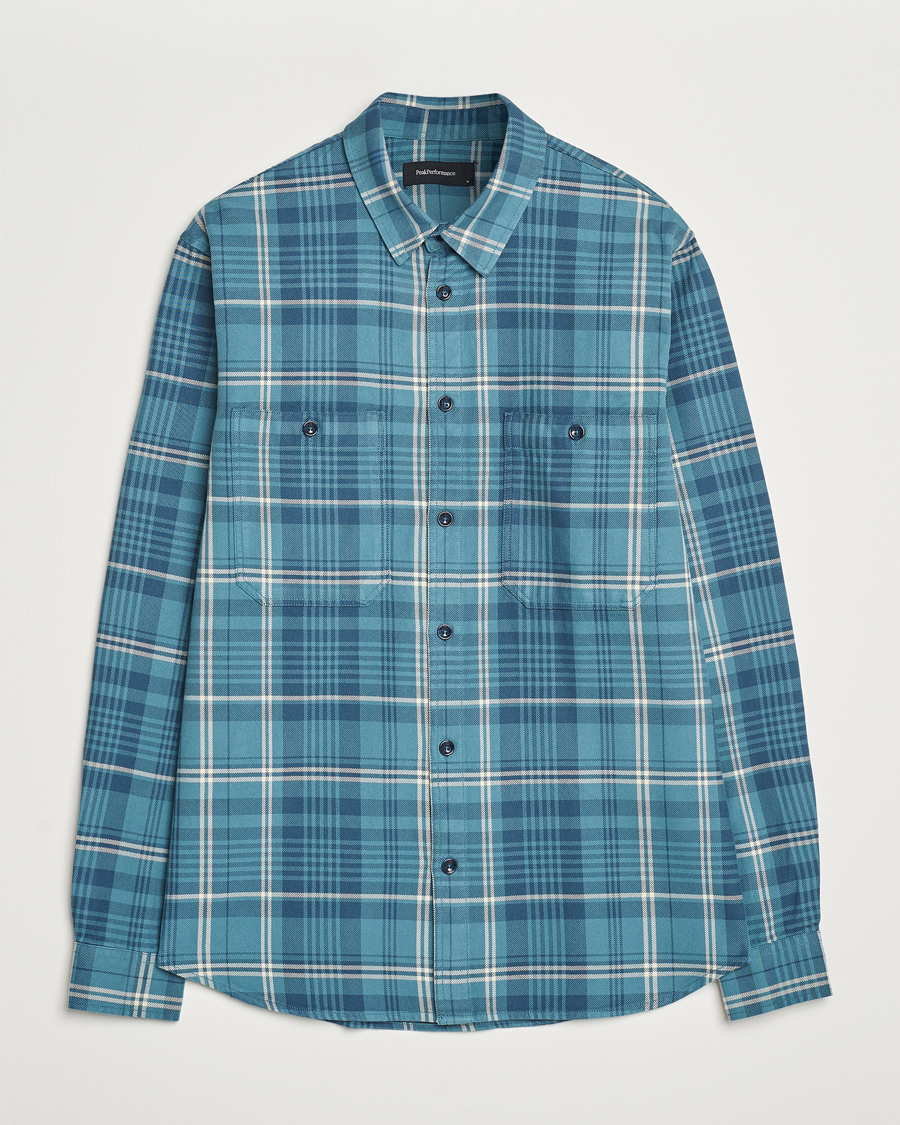 Herre | Skjorter | Peak Performance | Heavy Flannel Cotton Shirt Checked Blue