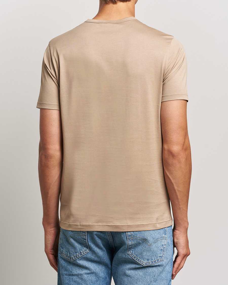 Herre | T-Shirts | Sunspel | Crew Neck Q82 Cotton T-Shirt Sandstone
