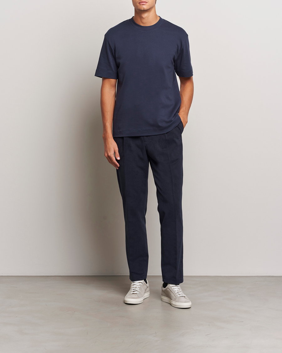 Herre | T-Shirts | Sunspel | Heavy Weight Supima Cotton T-Shirt Navy