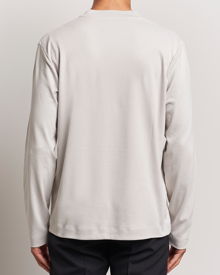Herre | T-Shirts | Sunspel | Heavyweight Mock Neck Long Sleeve T-Shirt Putty