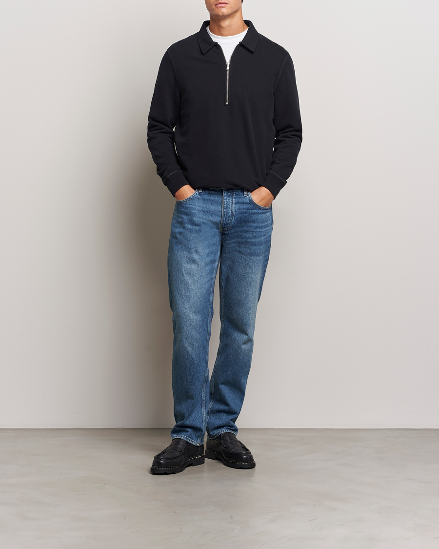 Herre | Gensere | Sunspel | Zip Loopback Sweatshirt Polo Black