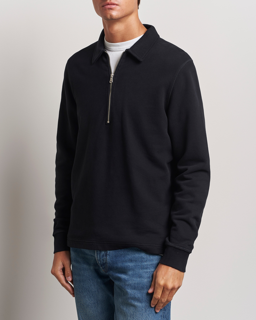 Herre | Gensere | Sunspel | Zip Loopback Sweatshirt Polo Black