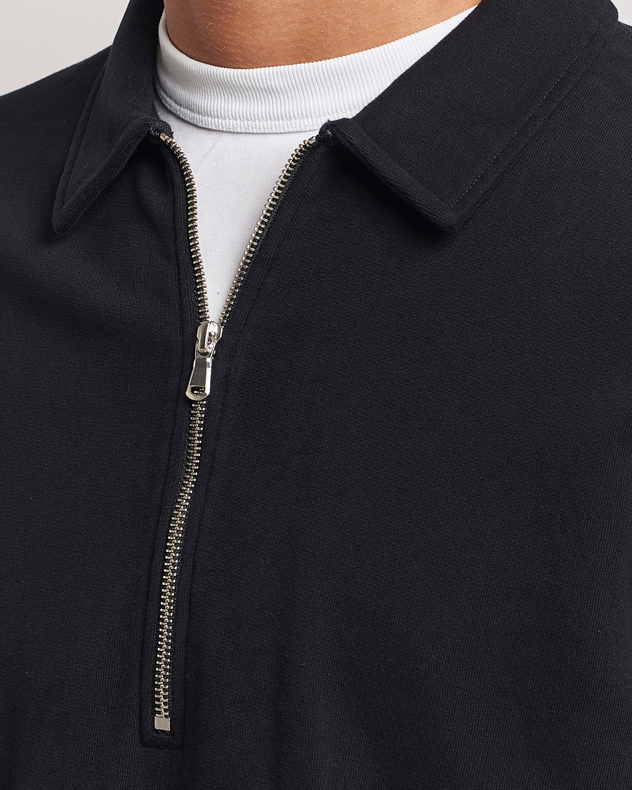 Herre | Gensere | Sunspel | Zip Loopback Sweatshirt Polo Black