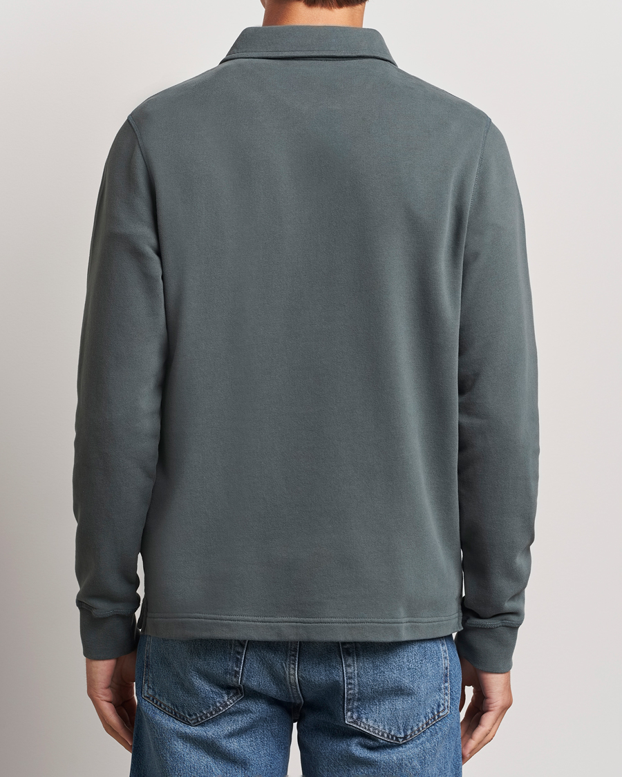 Herre | Gensere | Sunspel | Zip Loopback Sweatshirt Polo Drill Green