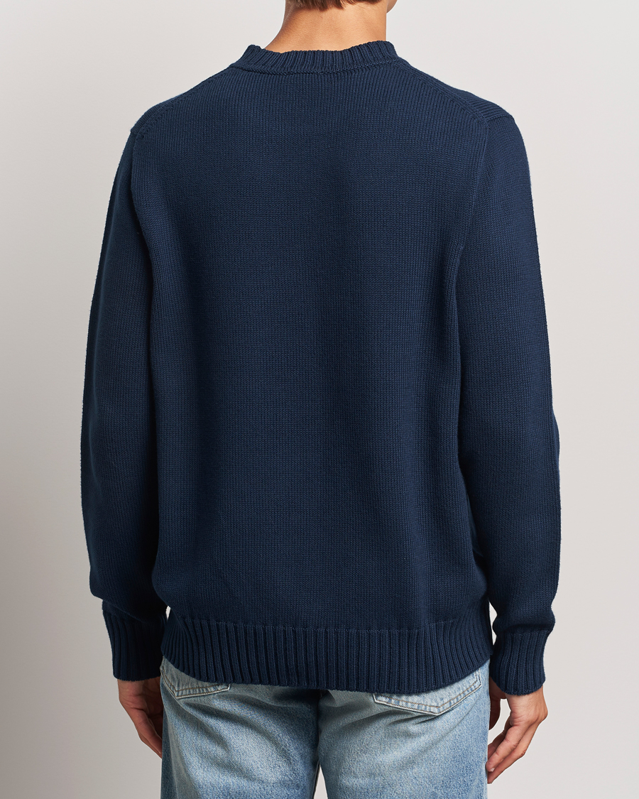 Herre | Gensere | Sunspel | Mid Weight Cotton Crew Ligh Navy