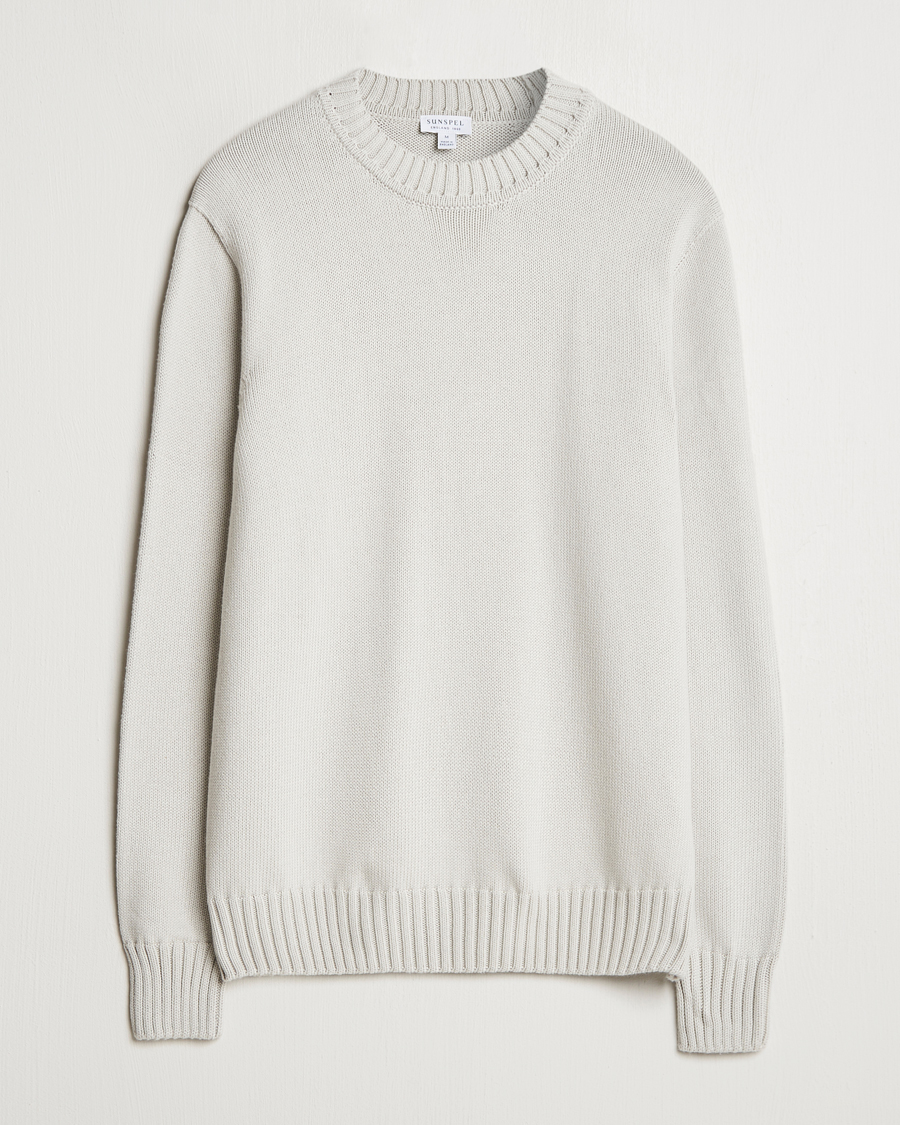 Herre | Gensere | Sunspel | Mid Weight Cotton Crew Putty