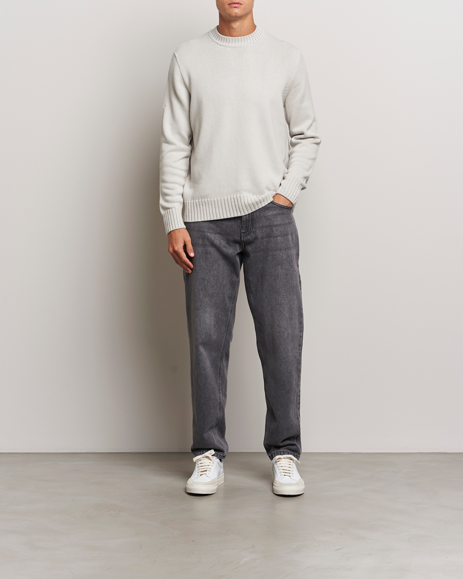 Herre | Gensere | Sunspel | Mid Weight Cotton Crew Putty