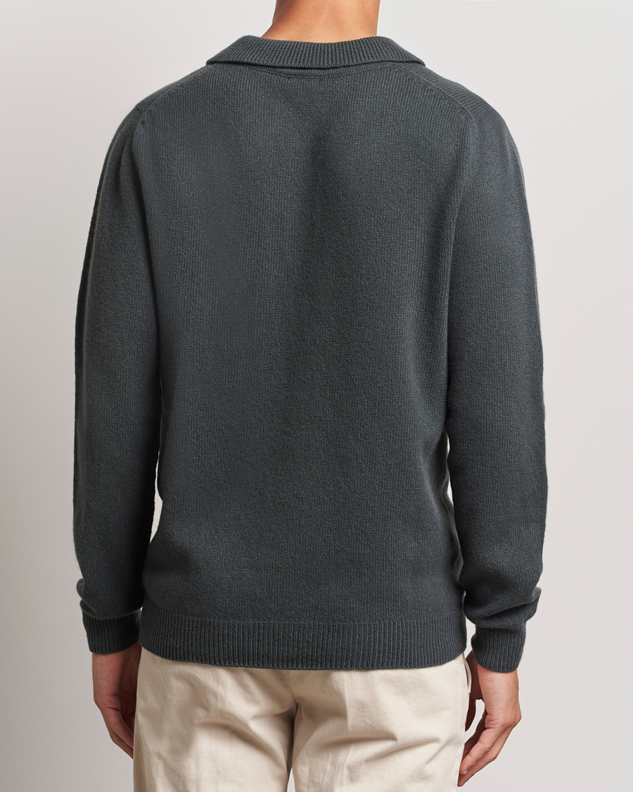Herre | Gensere | Sunspel | Lambswool Poloshirt Drill Green