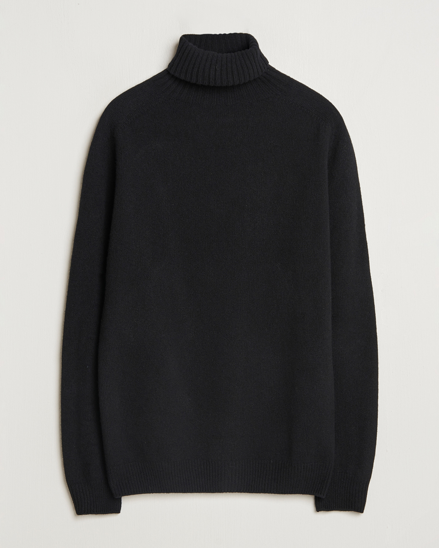 Herre | Gensere | Sunspel | Lambswool Poloshirt Black