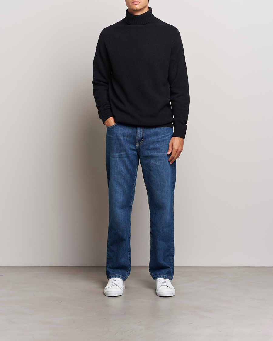 Herre | Gensere | Sunspel | Lambswool Poloshirt Black