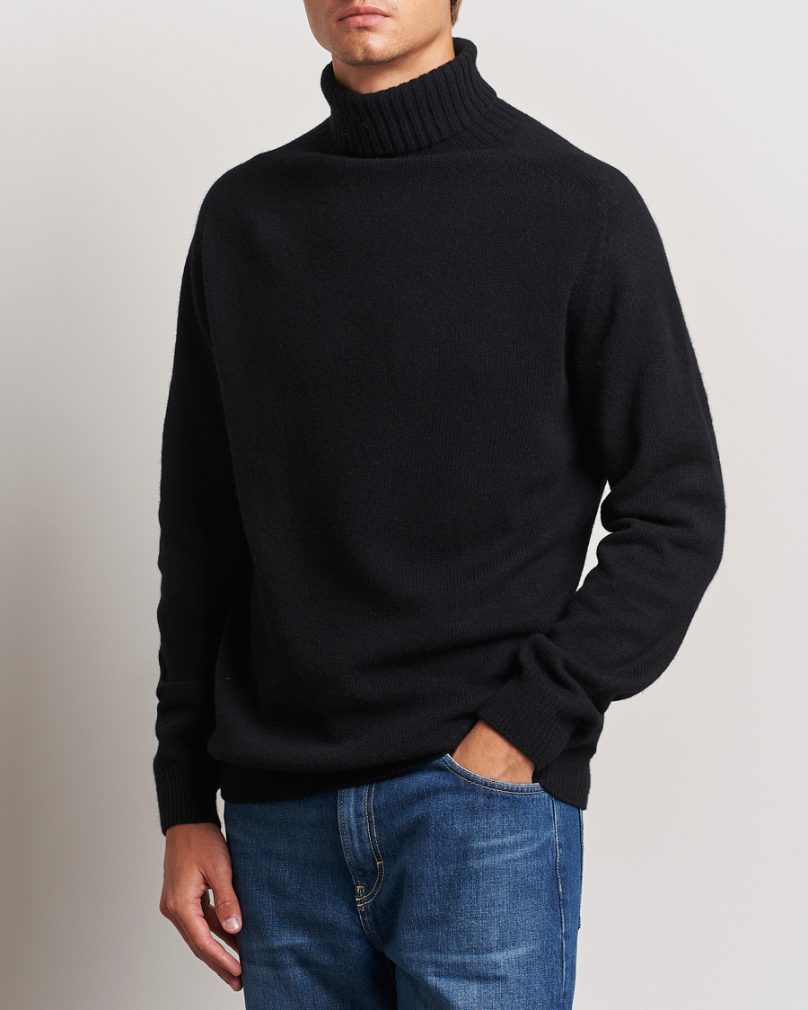 Herre | Gensere | Sunspel | Lambswool Poloshirt Black