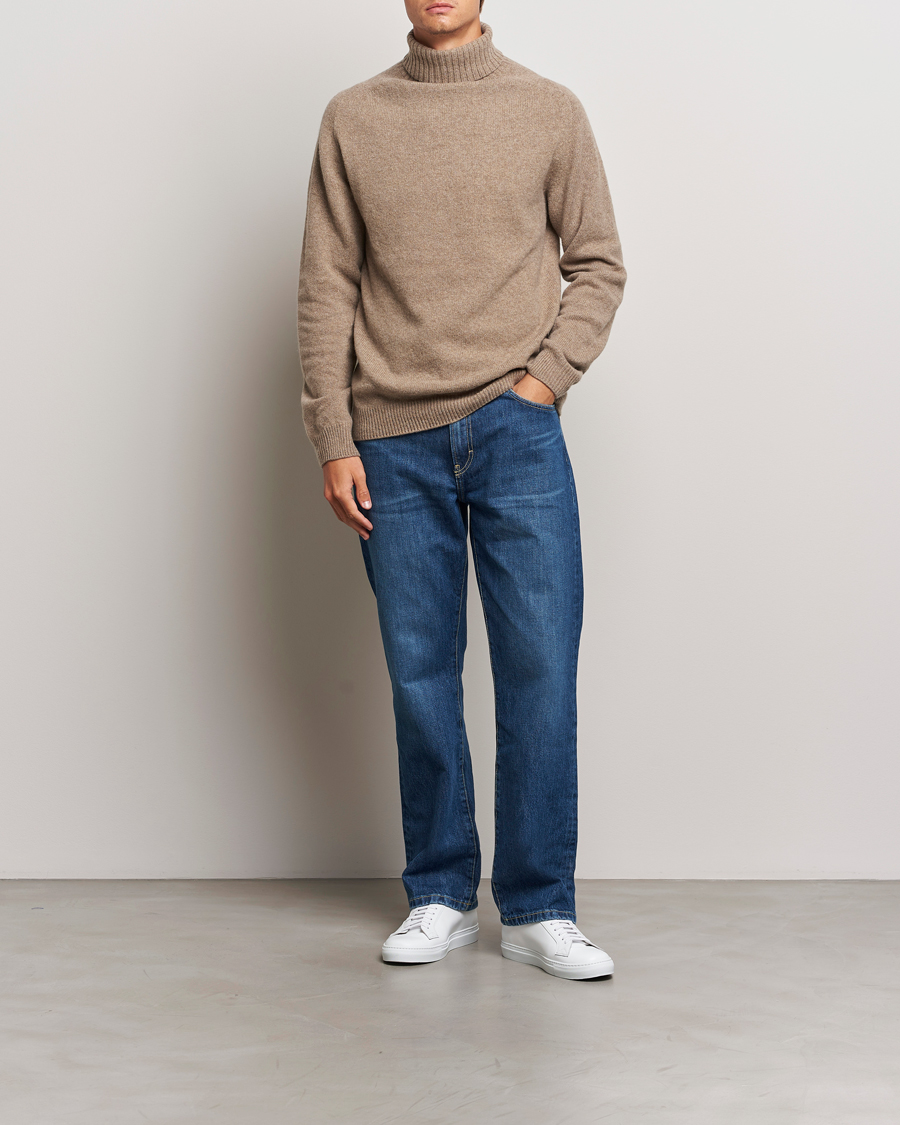 Herre | Gensere | Sunspel | Lambswool Poloshirt Sandstone