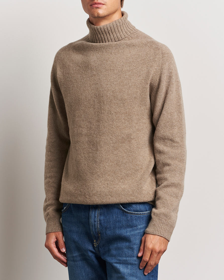 Herre | Gensere | Sunspel | Lambswool Poloshirt Sandstone