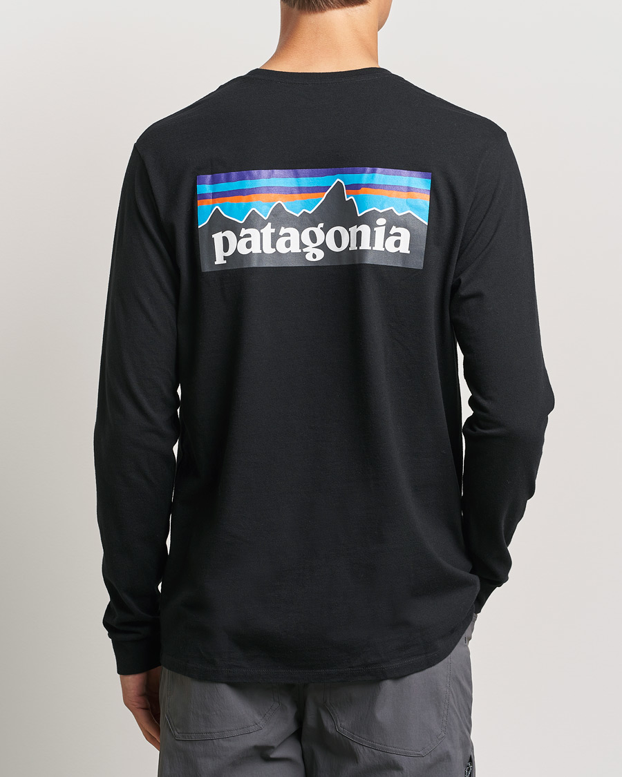 Herre | T-Shirts | Patagonia | Long Sleeve P-6 Logo T-Shirt Black