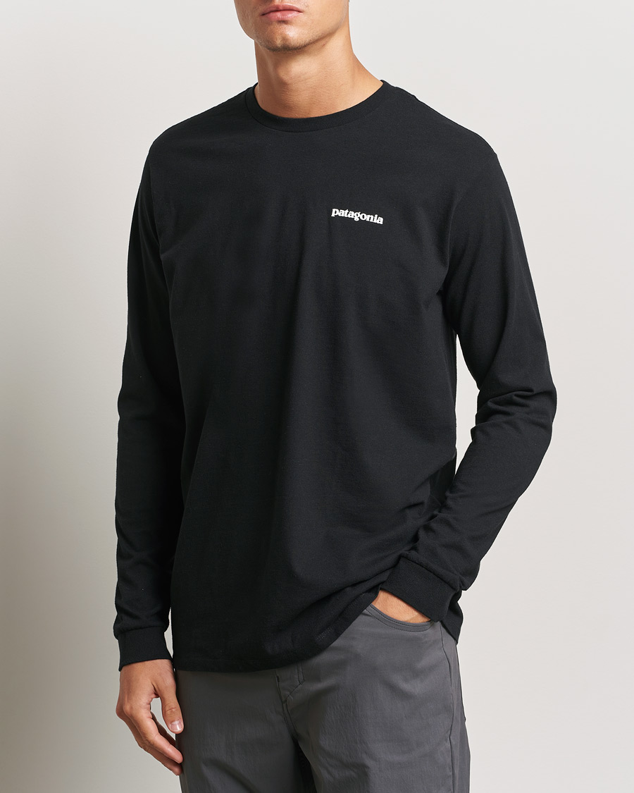Herre | T-Shirts | Patagonia | Long Sleeve P-6 Logo T-Shirt Black