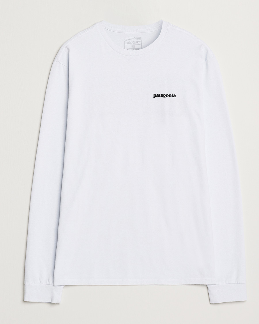 Herre | T-Shirts | Patagonia | Long Sleeve P-6 Logo T-Shirt White