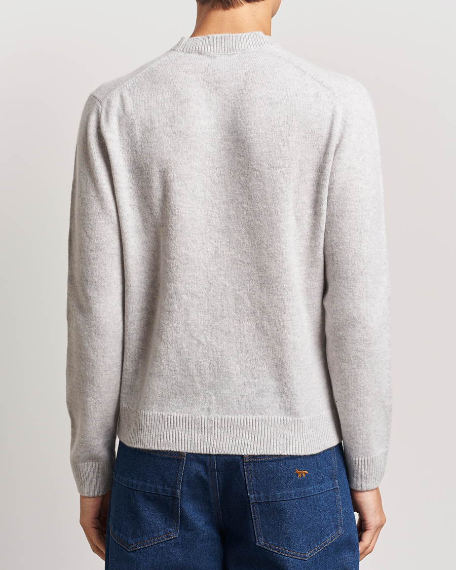 Herre | Gensere | Maison Kitsuné | Bold Fox Lambswool Crew Neck Light Grey Melange