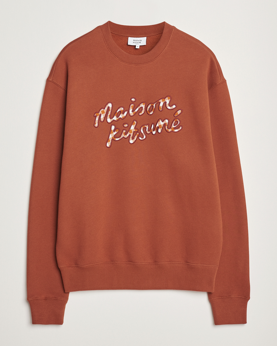 Herre | Gensere | Maison Kitsuné | Gingham Handwriting Sweatshirt Pecan