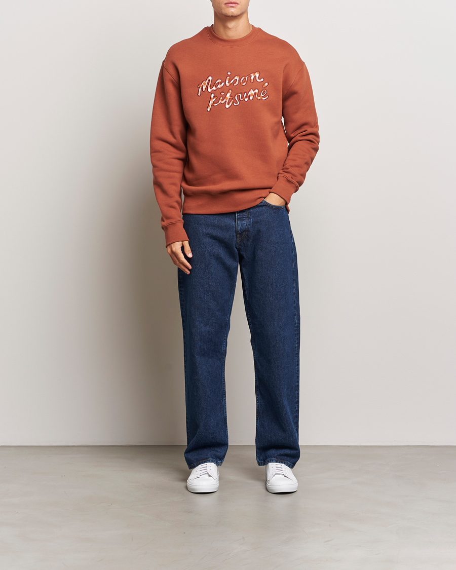 Herre | Gensere | Maison Kitsuné | Gingham Handwriting Sweatshirt Pecan