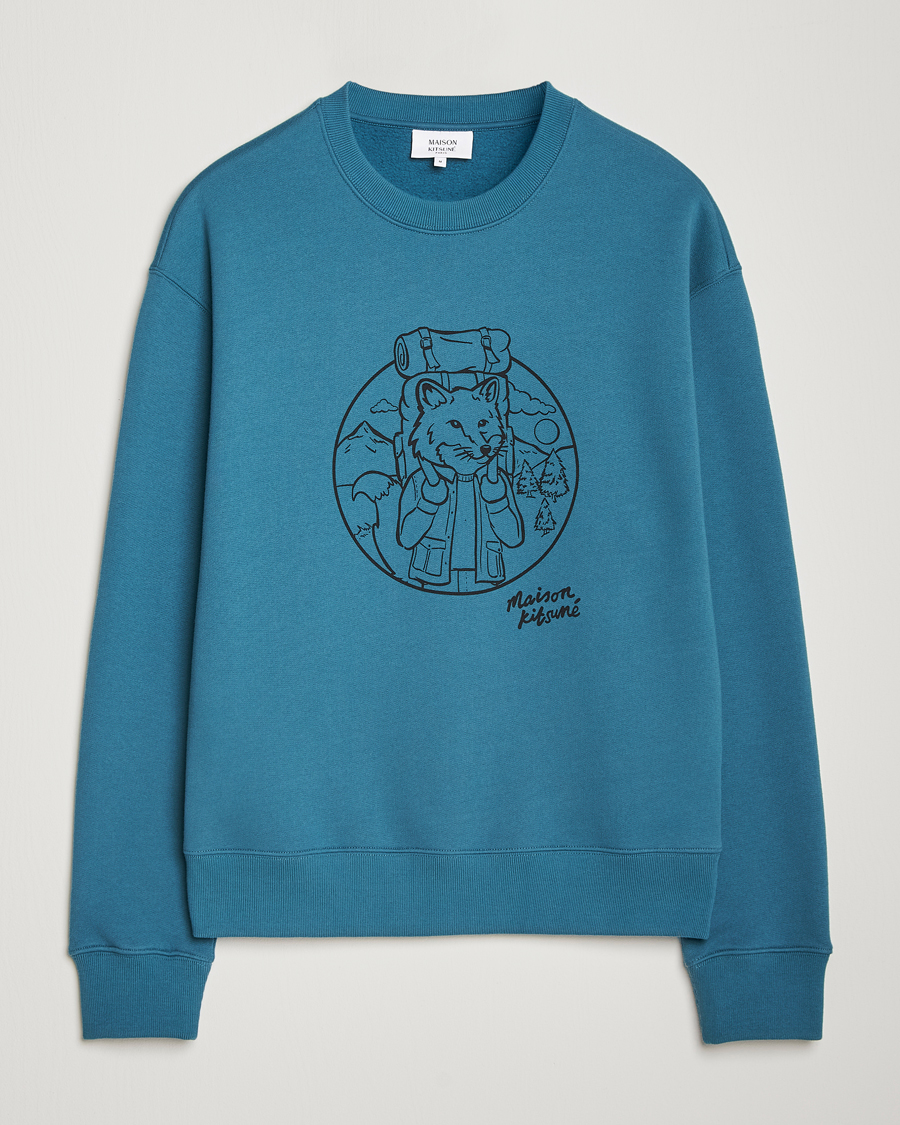 Herre | Gensere | Maison Kitsuné | Ramblin Fox Sweatshirt Lake Blue
