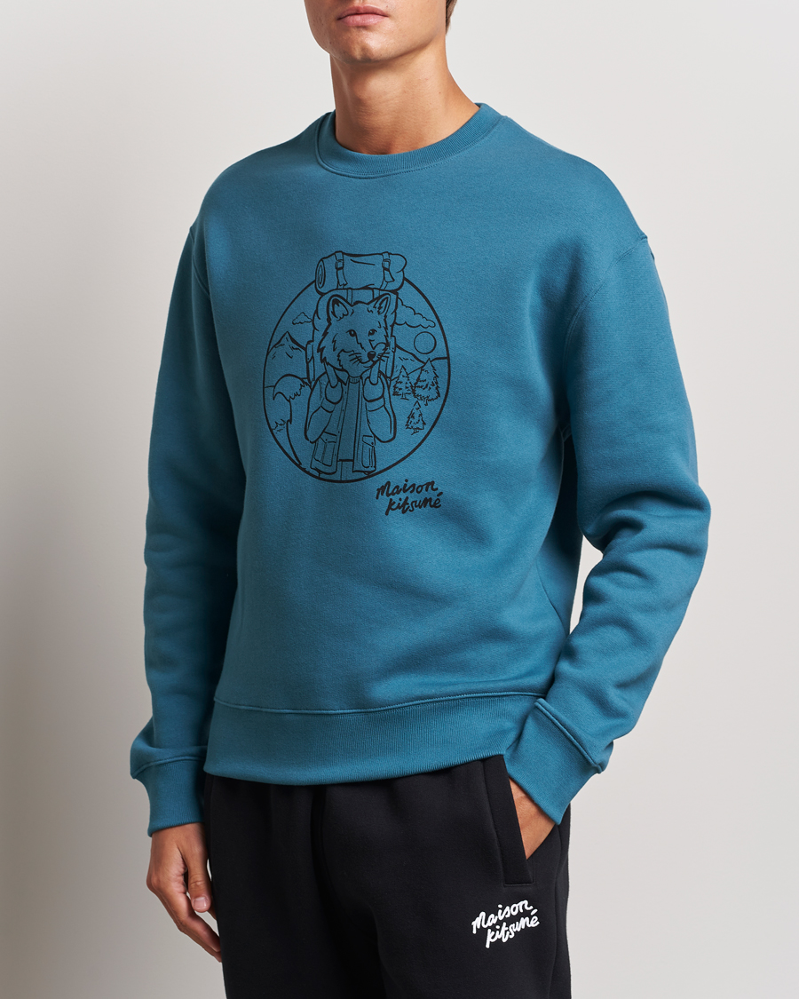 Herre | Gensere | Maison Kitsuné | Ramblin Fox Sweatshirt Lake Blue