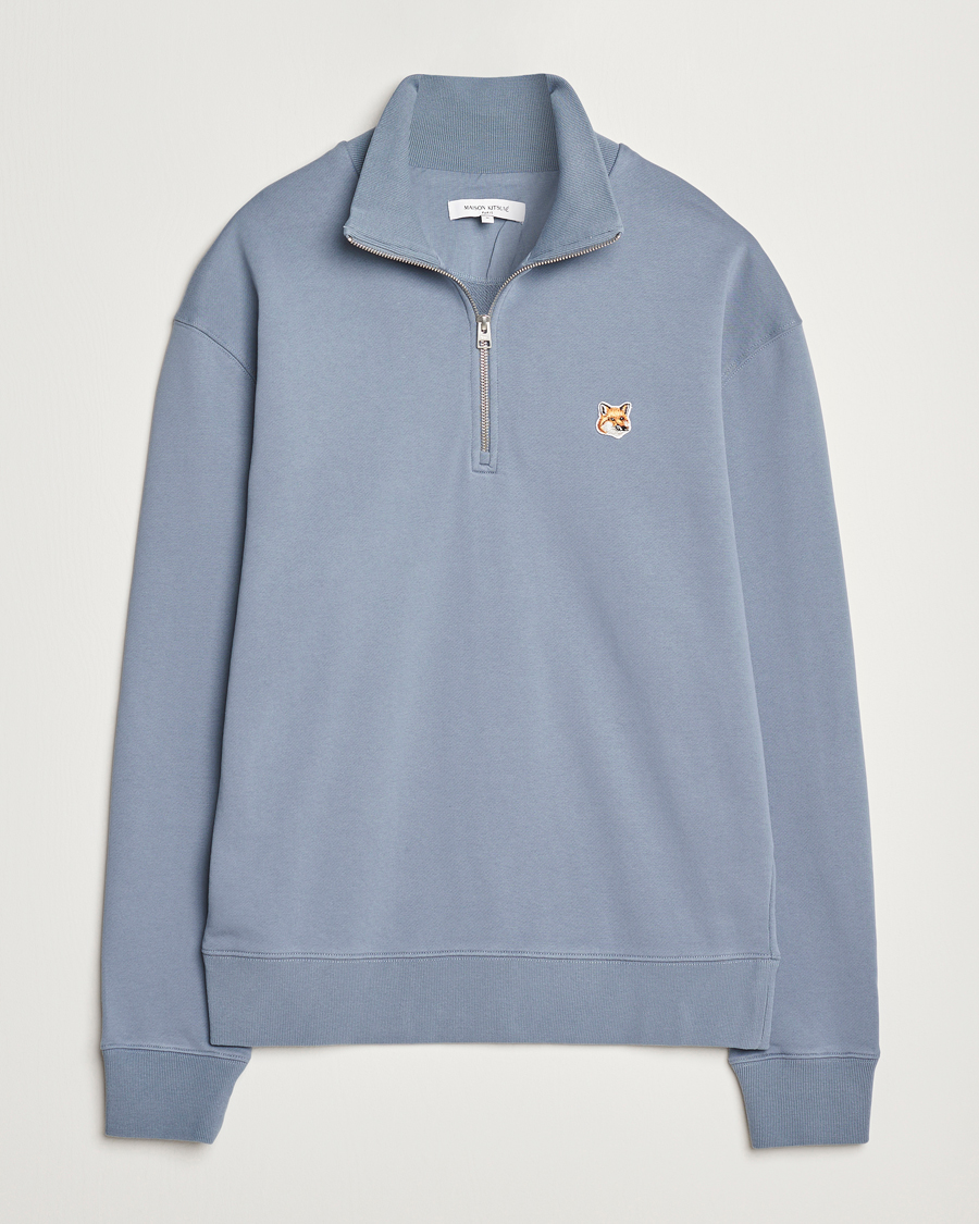 Herre | Gensere | Maison Kitsuné | Fox Head Half Zip Sweatshirt Moonlight Blue