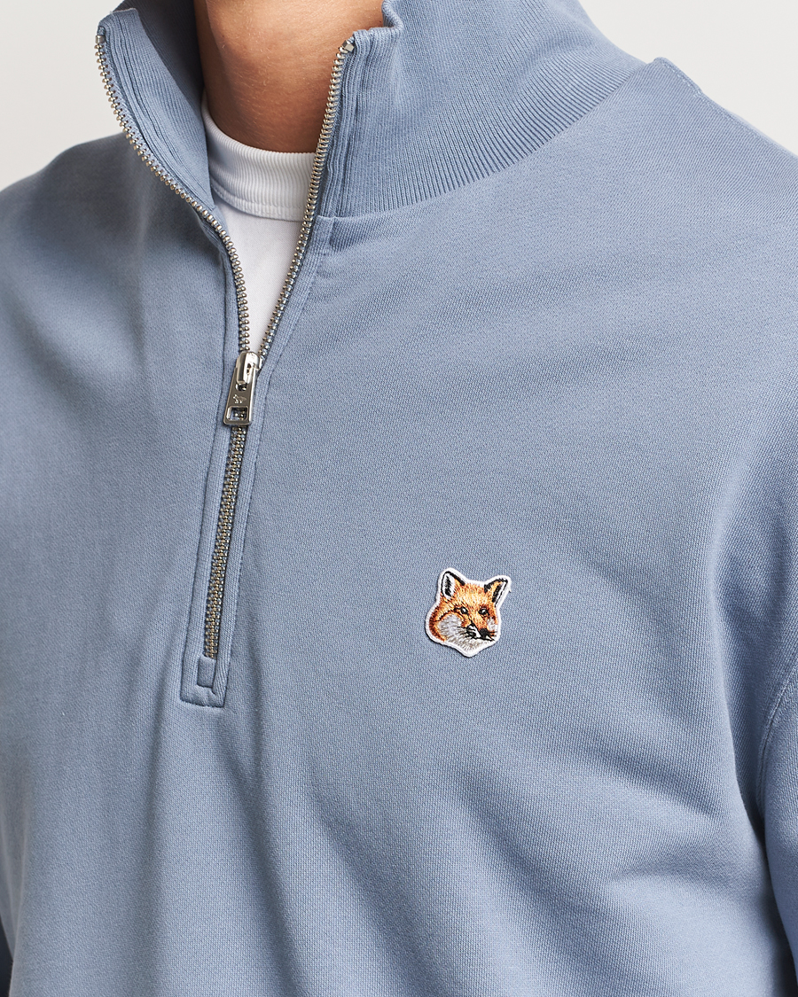 Herre | Gensere | Maison Kitsuné | Fox Head Half Zip Sweatshirt Moonlight Blue