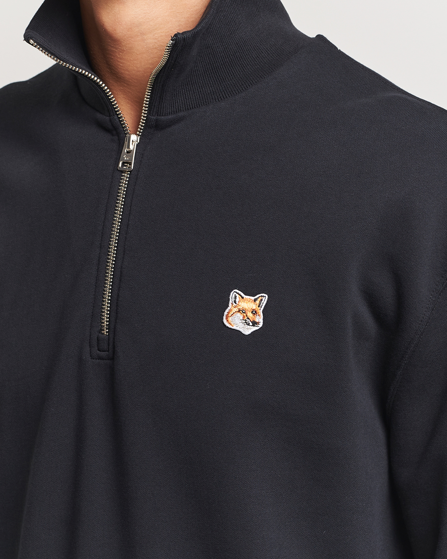 Herre | Gensere | Maison Kitsuné | Fox Head Half Zip Sweatshirt Black
