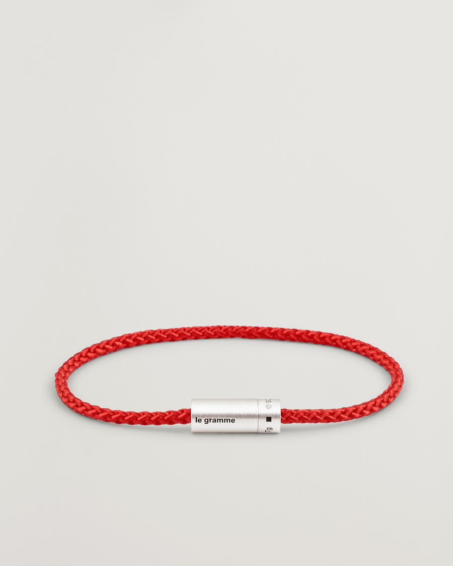 Herre | Smykker | LE GRAMME | Nato Cable Brushed Bracelet Red/Sterling Silver 7g