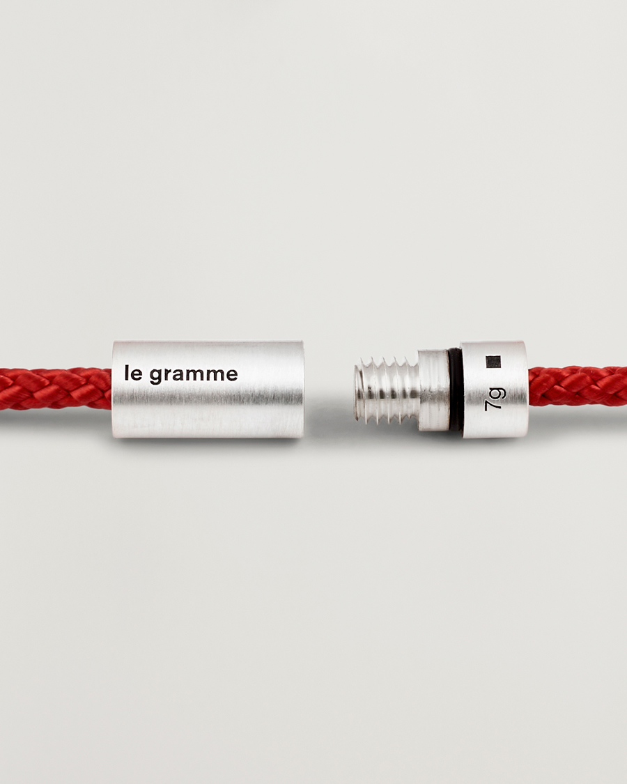 Herre | Smykker | LE GRAMME | Nato Cable Brushed Bracelet Red/Sterling Silver 7g
