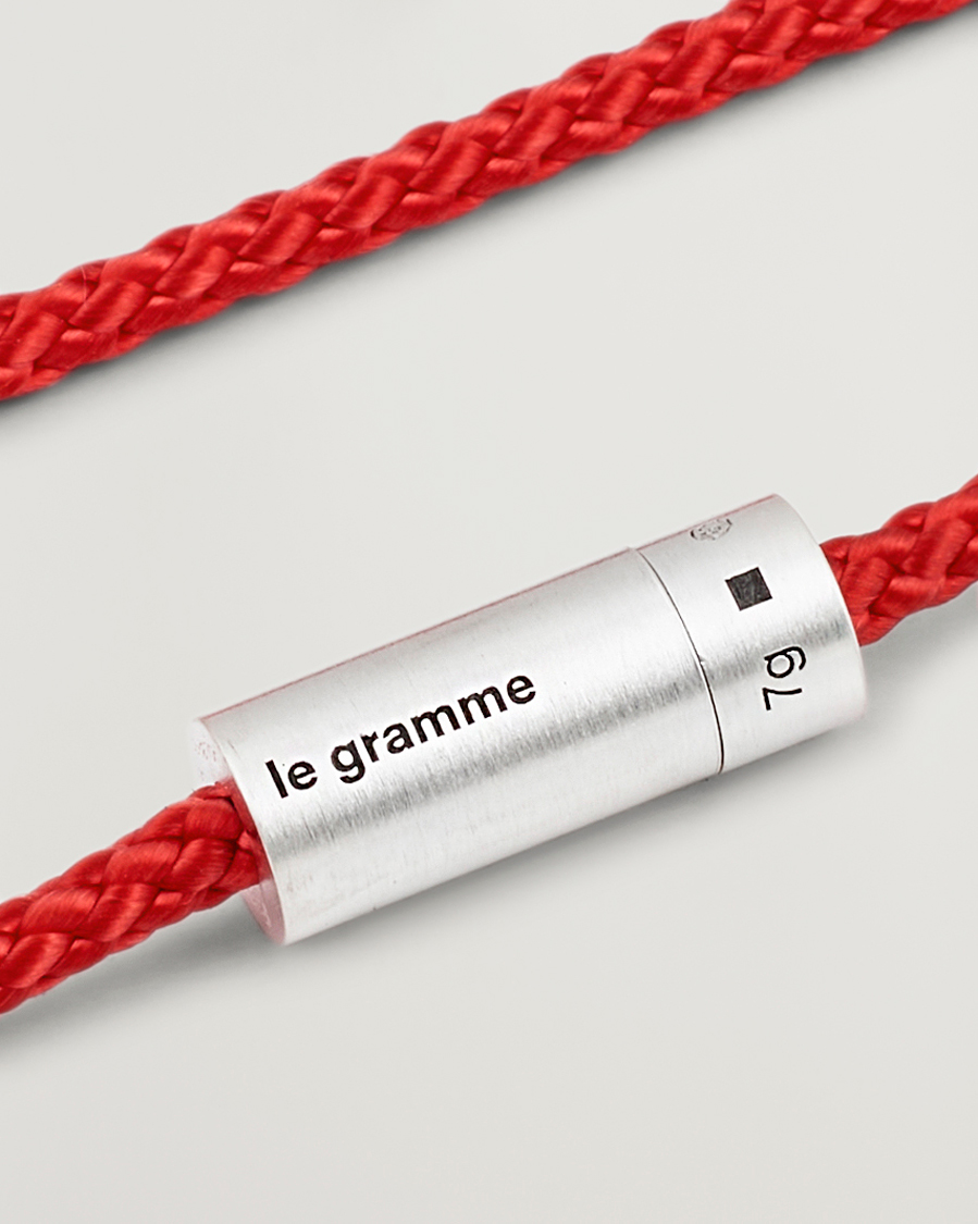 Herre | Smykker | LE GRAMME | Nato Cable Brushed Bracelet Red/Sterling Silver 7g