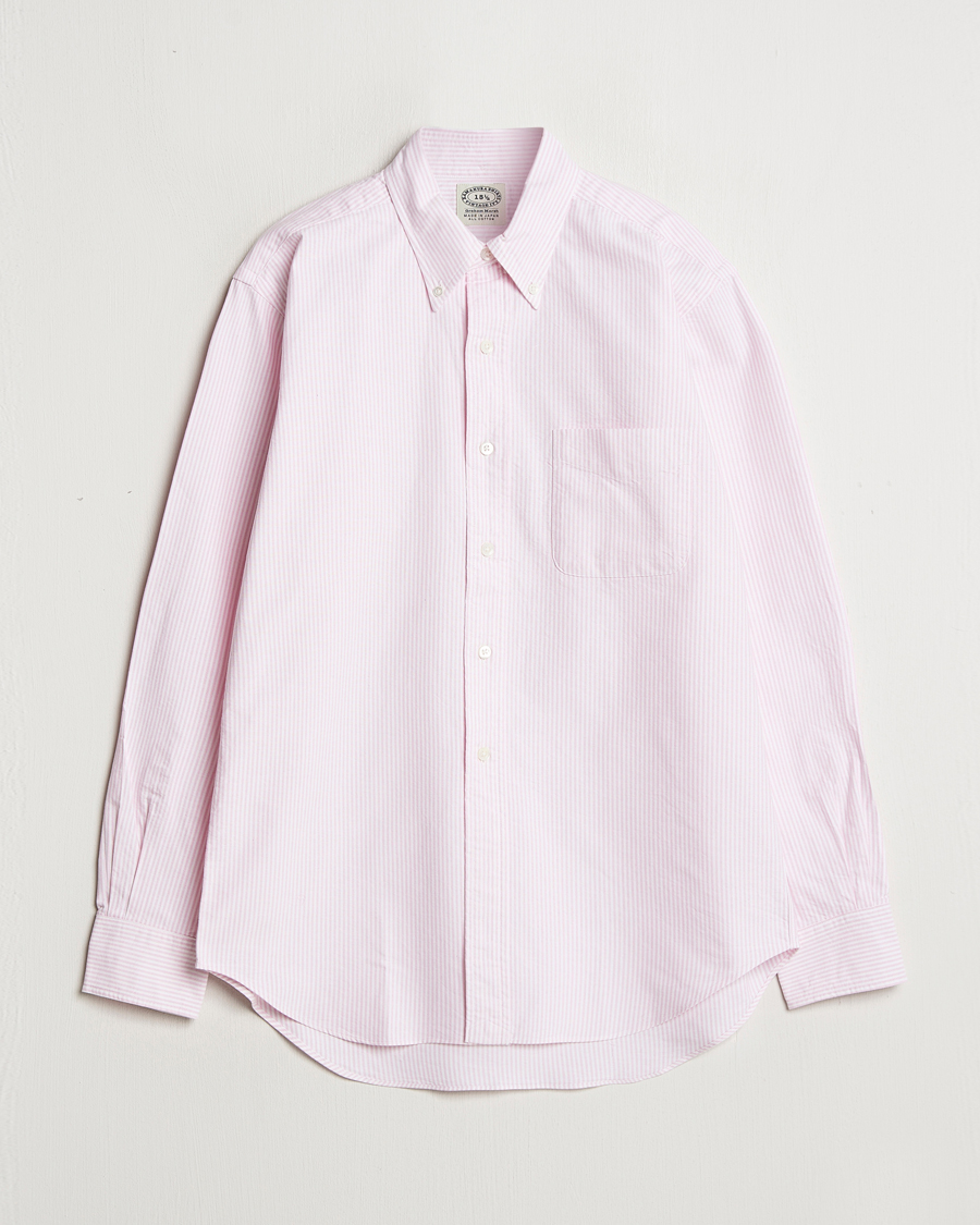 Herre | Skjorter | Kamakura Shirts | Vintage Ivy Oxford Button Down Shirt Pink Stripe