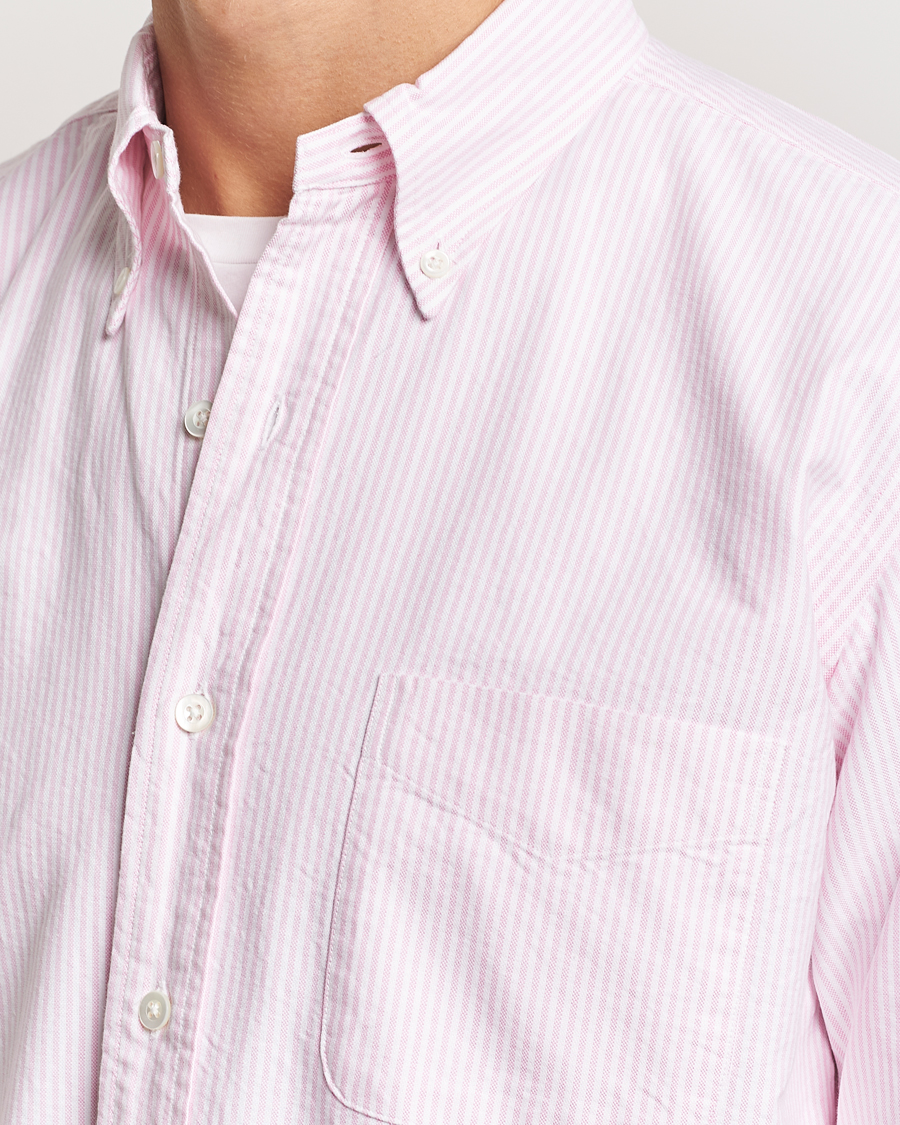 Herre | Skjorter | Kamakura Shirts | Vintage Ivy Oxford Button Down Shirt Pink Stripe