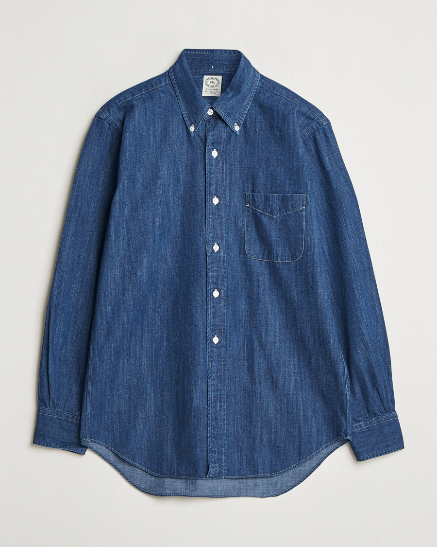 Herre | Skjorter | Kamakura Shirts | Vintage Ivy Denim Button Down Shirt Dark Blue